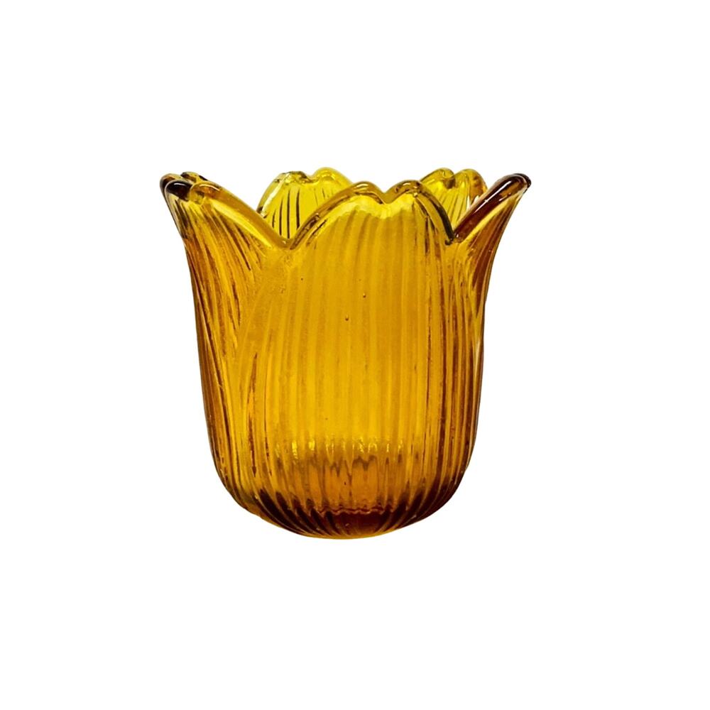Orange Glass Flower Votive Candleholder